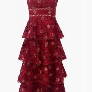Arose Studio Eartha Eyelet Embroidery Midi Dress size M